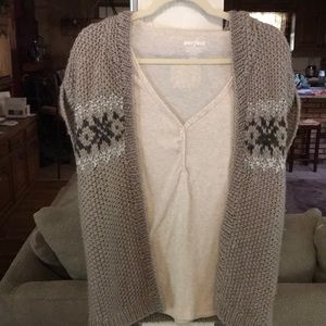 Tan Knit Short Sleeve Cardigan
